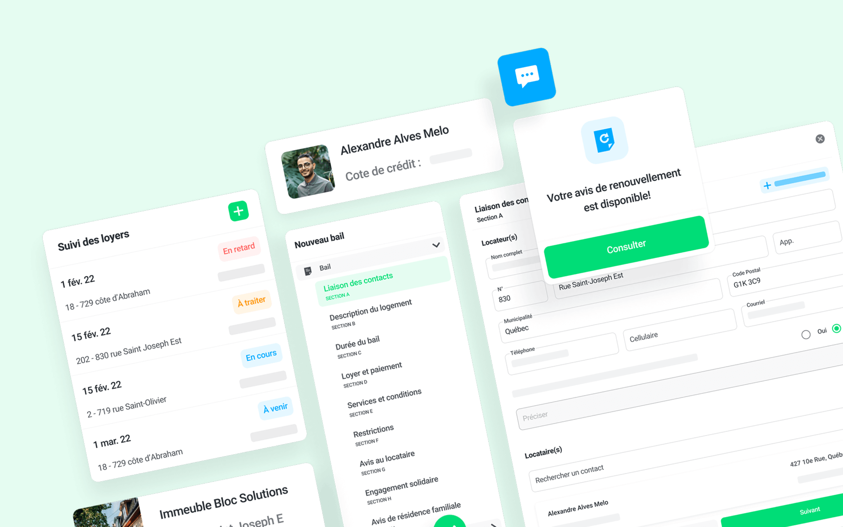 UI elements from Bloc Solutions design system