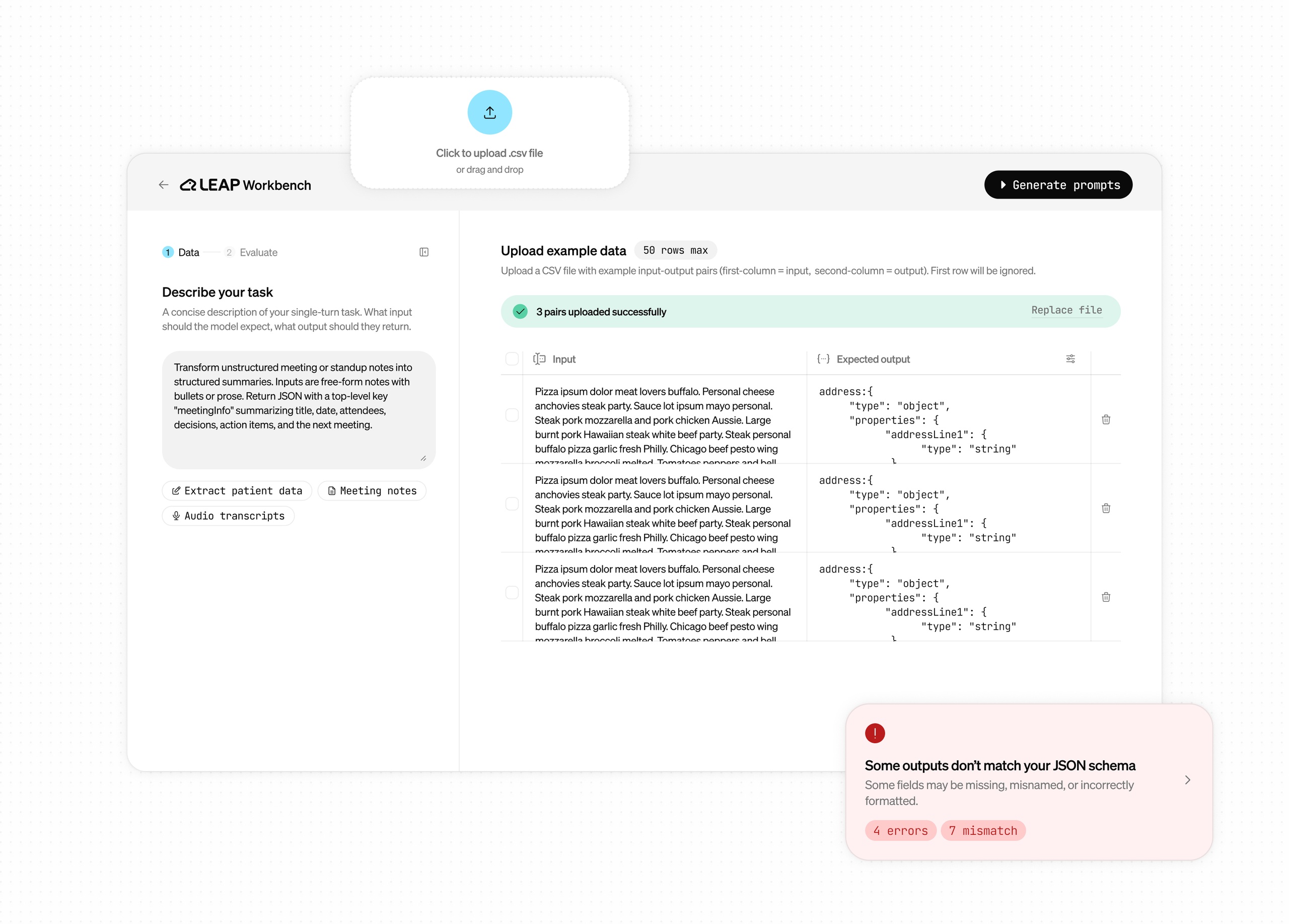 [Fig.5] Users can upload their own data to the platform and specify their "ideal" output.